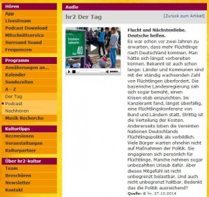 Screenshot - hr2 Der Tag zum Nachhören im Netz